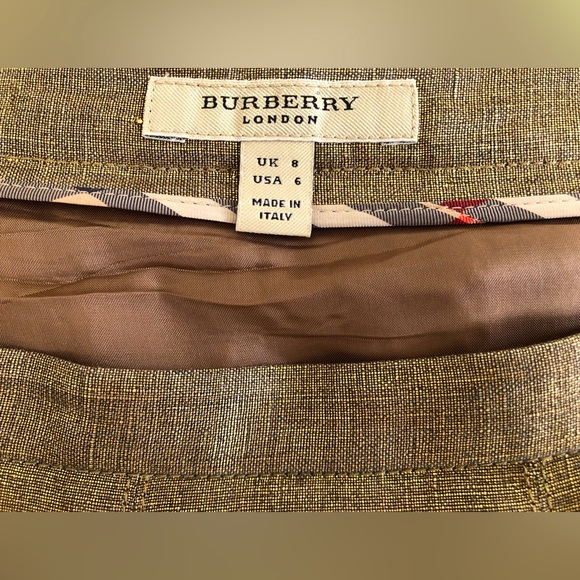 Burberry Box Pleat Metallic Linen Skirt US Size 6 - Picture 3 of 5